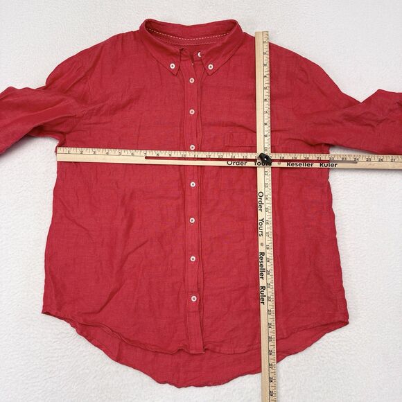 Maeve Anthropologie Top Size Medium Pink Linen Blend Button Front Shirt Casual - Picture 8 of 10